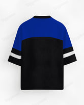 Big & Tall Men's Black And Blue Colorblock Independence Day Flag Family Alphabet Print Mesh Jersey